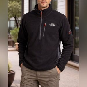 The North Face Black Fleece Half-Zip Pullover with Red Trim